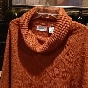 NWT FINAL PRICE Le Moda cowl neck rust colored cape OS
